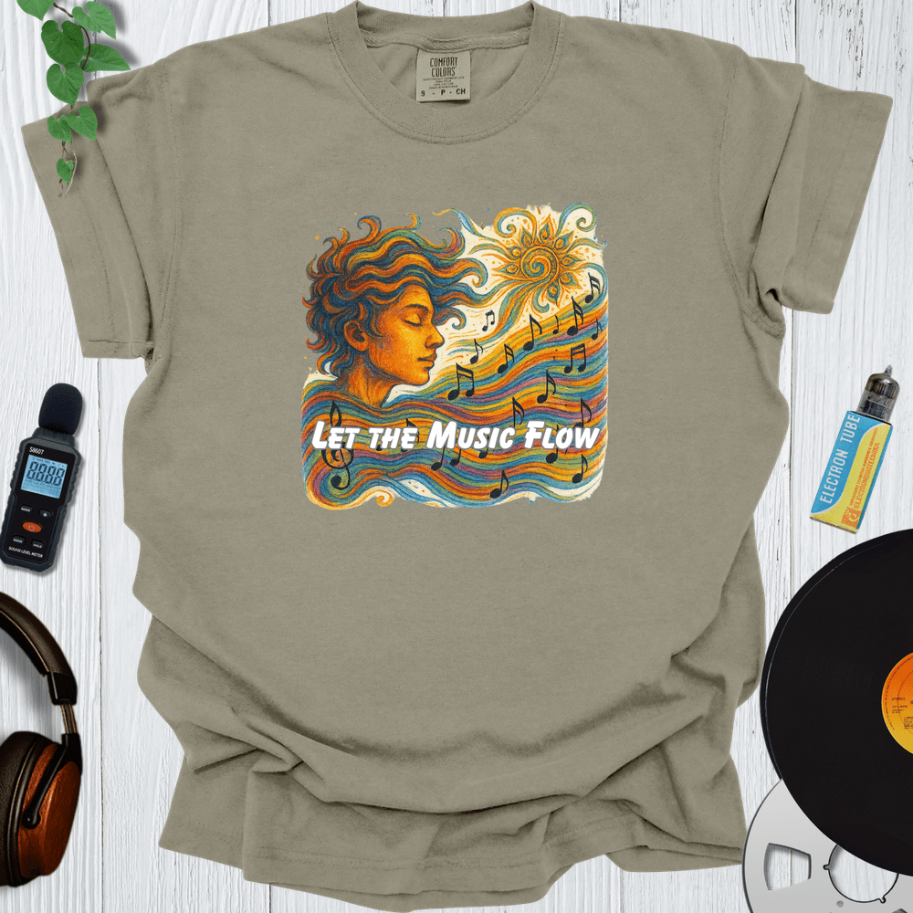 Printify T-Shirt Khaki / S Let The Music Flow