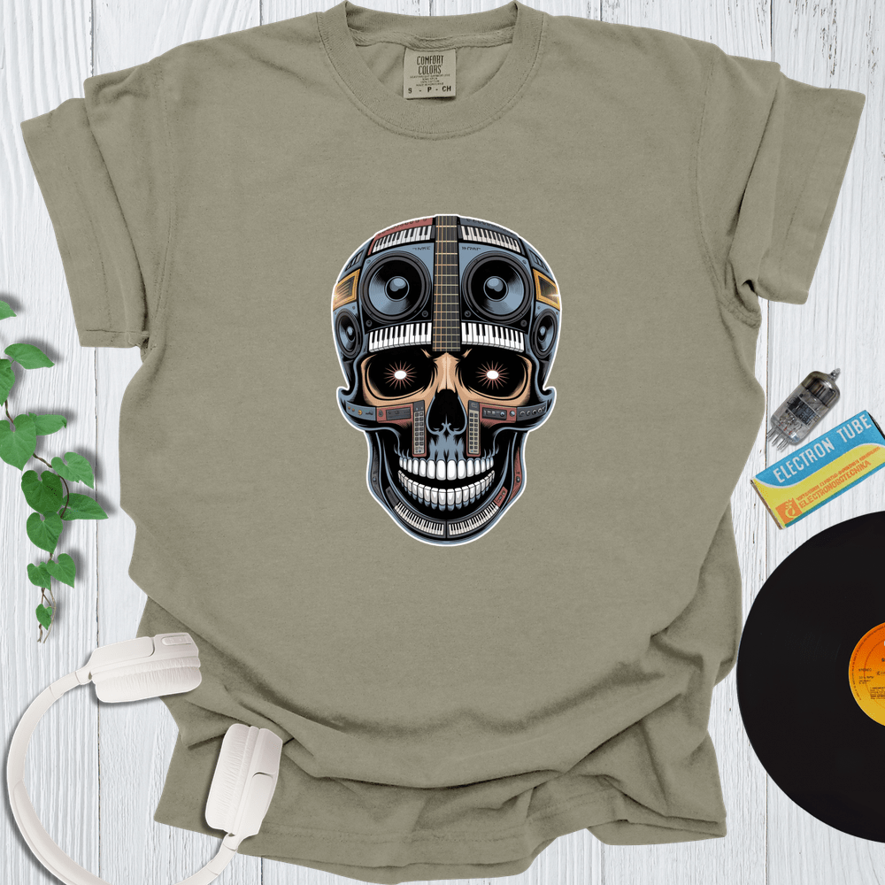 Printify T-Shirt Khaki / S Music Skull