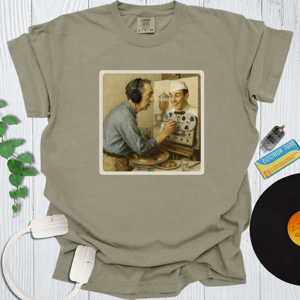 Printify T-Shirt Khaki / S Portrait Of Norman Rockwell Painting The Soda Jerk