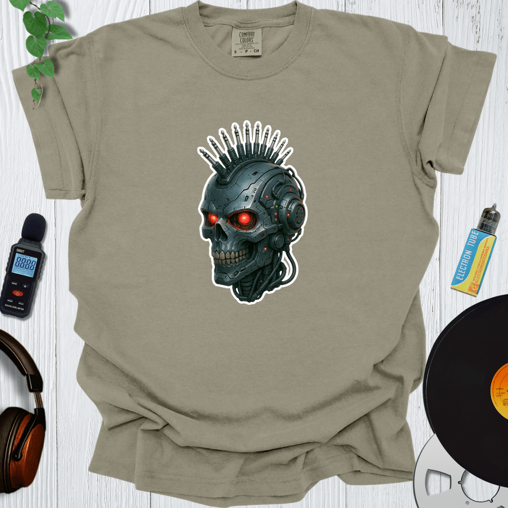 Printify T-Shirt Khaki / S Robot Mohawk Skull