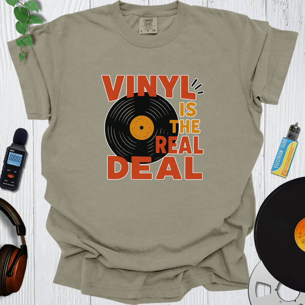Printify T-Shirt Khaki / S Vinyl Is The Real Deal