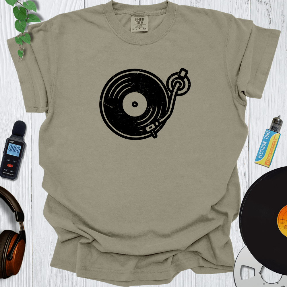 Printify T-Shirt Khaki / S Vinyl Record Outline